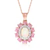 Ross-simons Opal And Pink Tourmaline Pendant Necklace With White Topaz In 18kt Rose Gold Over Sterling In Multi