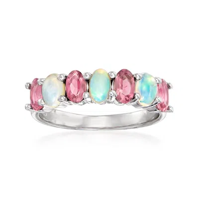 Ross-simons Opal And Pink Tourmaline Ring In Sterling Silver In White
