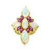 Ross-simons Opal And Rhodolite Garnet Flower Ring In 18kt Gold Over Sterling In Purple