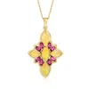 Ross-simons Opal And Rhodolite Garnet Pendant Necklace In 18kt Gold Over Sterling In Multi