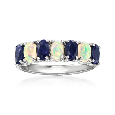 Ross-simons Opal And Sapphire Ring In Sterling Silver In Blue