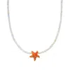 Ross-simons Opal Bead Necklace With Coral Starfish In 18kt Gold Over Sterling