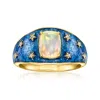 Ross-simons Opal Celestial Ring With Diamonds And Blue Glitter Enamel In 18kt Gold Over Sterling