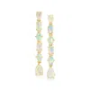 Ross-simons Opal Linear Drop Earrings In 18kt Gold Over Sterling In Multi
