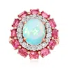 Ross-simons Opal, Pink Tourmaline And . White Topaz Ring In 18kt Rose Gold Over Sterling In White