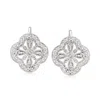 Ross-simons Openwork Clover Drop Earrings With Diamond Accents In Sterling Silver In White