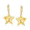 Ross-simons Orange And Yellow Citrine Star Drop Earrings With . Lab-grown Diamonds In 18kt Gold Over Sterling In Multi
