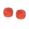 Ross-simons Orange Coral Square Stud Earrings In Sterling Silver In Multi
