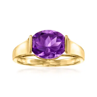 Ross-simons Oval Amethyst Ring In 18kt Yellow Gold In Purple