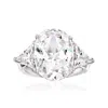Ross-simons Oval And Trillion-cut Cz Ring In Sterling Silver In White