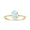 Ross-simons Oval Aquamarine Ring In 14kt Yellow Gold In Blue