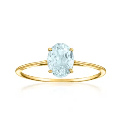 Ross-simons Oval Aquamarine Ring In 14kt Yellow Gold In Blue