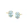 Ross-simons Oval Aquamarine Stud Earrings In 14kt Yellow Gold In Multi