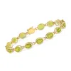 Ross-simons Oval Bezel-set Peridot Bracelet In 14kt Yellow Gold In Multi