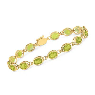 Ross-simons Oval Bezel-set Peridot Bracelet In 14kt Yellow Gold In Multi