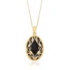 Ross-simons Oval Black Onyx And 14kt Yellow Gold Pendant Necklace In Multi