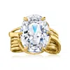 Ross-simons Oval Cz Ring In 18kt Gold Over Sterling In White