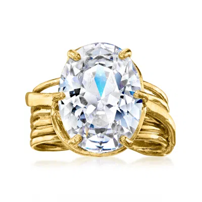 Ross-simons Oval Cz Ring In 18kt Gold Over Sterling In White
