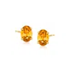 Ross-simons Oval Fire Opal Stud Earrings In 14kt Yellow Gold In Multi