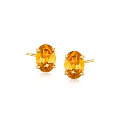 Ross-simons Oval Fire Opal Stud Earrings In 14kt Yellow Gold In Multi