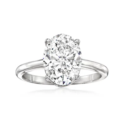 Ross-simons Oval Lab-grown Diamond Solitaire Ring In 14kt White Gold In Metallic