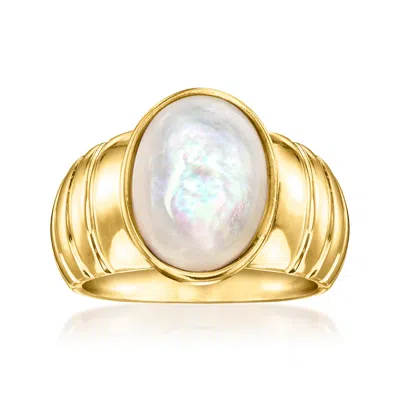 Ross-simons Oval Mother-of-pearl Ring In 18kt Gold Over Sterling In White