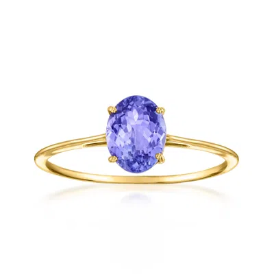 Ross-simons Oval Tanzanite Ring In 14kt Yellow Gold
