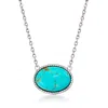 Ross-simons Oval Turquoise Necklace In Sterling Silver In Multi