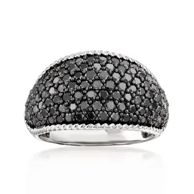 Ross-simons Pave Black Diamond Dome Ring In Sterling Silver