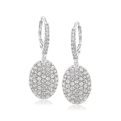 Ross-simons Pave Cz Oval Drop Earrings In Sterling Silver In Multi