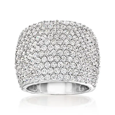 Ross-simons Pave Cz Wide Ring In Sterling Silver In White