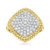 Ross-simons Pave Diamond Beaded-edge Ring In 18kt Gold Over Sterling In White