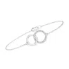 Ross-simons Pave Diamond Double-hoop Bracelet In Sterling Silver In Multi
