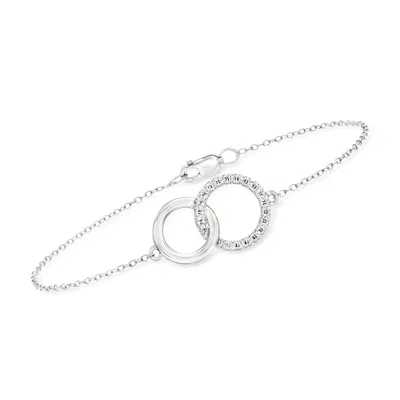Ross-simons Pave Diamond Double-hoop Bracelet In Sterling Silver In Multi