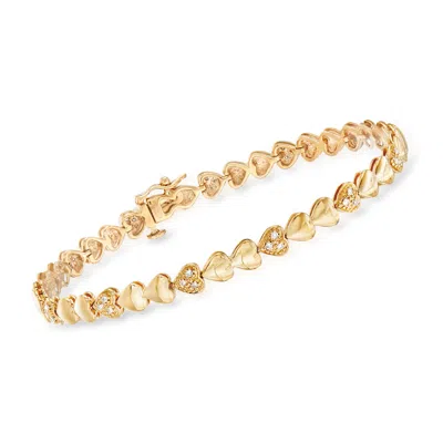 Ross-simons Pave Diamond Heart Bracelet In 18kt Gold Over Sterling In Multi