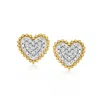 Ross-simons Pave Diamond Heart Earrings In 18kt Gold Over Sterling In White