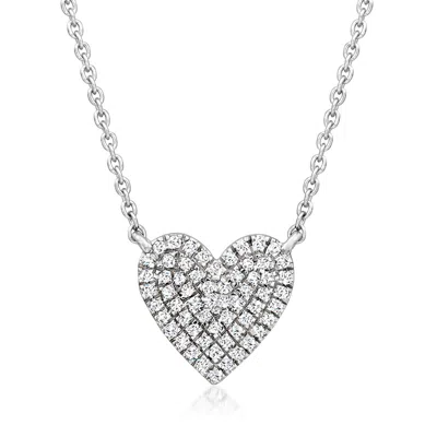 Ross-simons Pave Diamond Heart Necklace In Sterling Silver