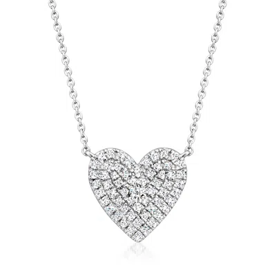 Ross-simons Pave Diamond Heart Necklace In Sterling Silver