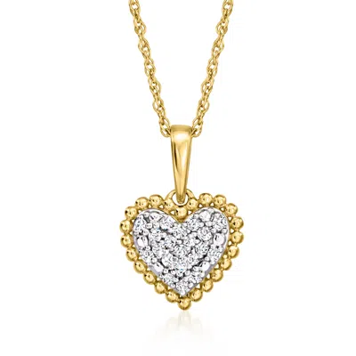 Ross-simons Pave Diamond Heart Pendant Necklace In 18kt Gold Over Sterling In Multi