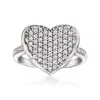 Ross-simons Pave Diamond Heart Ring In Sterling Silver