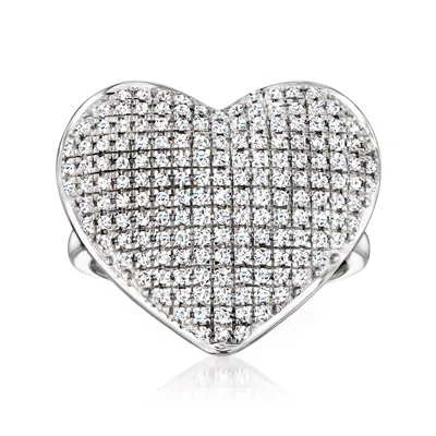 Ross-simons Pave Diamond Heart Ring In Sterling Silver In White