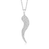Ross-simons Pave Diamond Italian Horn Pendant Necklace In Sterling Silver In Multi