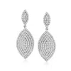 Ross-simons Pave Diamond Marquise-shaped Drop Earrings In Sterling Silver In Metallic