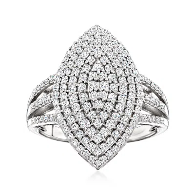 Ross-simons Pave Diamond Marquise-shaped Ring In Sterling Silver In Metallic