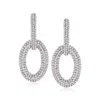 Ross-simons Pave Diamond Oval-link Drop Earrings In Sterling Silver In Multi