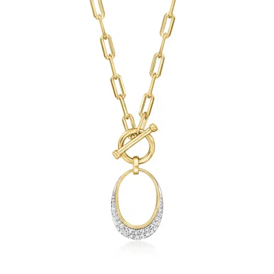 Ross-simons Pave Diamond Oval Toggle Necklace In 18kt Gold Over Sterling And Sterling Silver In Multi