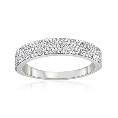 Ross-simons Pave Diamond Ring In Sterling Silver In White