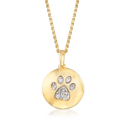 Ross-simons Paw Print Circle Pendant Necklace In 18kt Yellow Gold Over Sterling Silver In Multi