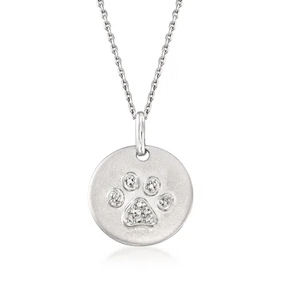 Ross-simons Paw-print Necklace With Diamond Accents In Sterling Silver In Metallic