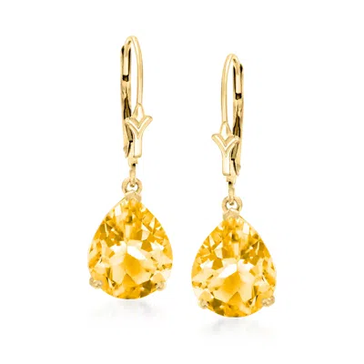 Ross-simons Pear-shaped Citrine Drop Earrings In 14kt Yellow Gold